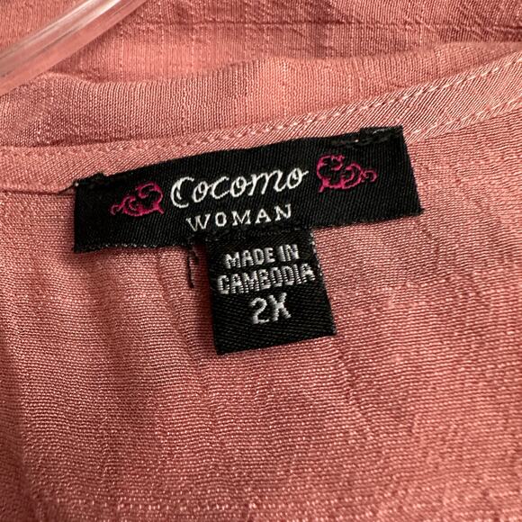 Cocomo Womens Pullover Top Size 2X Mauve Tiered Bell Sleeve Scoop Neck Peasant - Picture 3 of 7